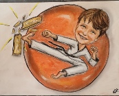 karate black belt chempion sports caricature boy birthday